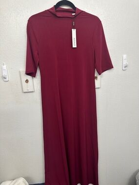 Chico's Wine-Red Short Sleeve Maxi Dress/ length 55”/ p.p.-14-20
